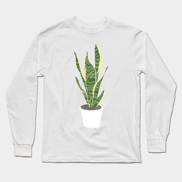 Snake Plant Illustration Long Sleeve T-Shirt by emilystp23